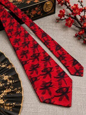 J Garcia Mens Red Art Print Silk Neck Tie Collection Fifteen Erudite Gentlemen